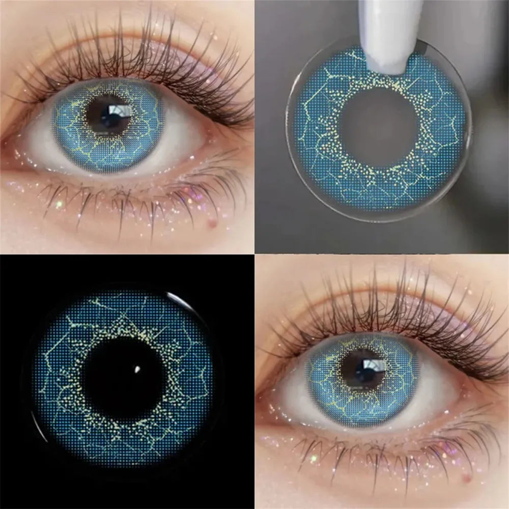 Eye Eyes Color Contacts Colored Contact Lenses Lens Small Pupil Enlarging Cosplay Blue Soft 2Pcs 1 Year Use