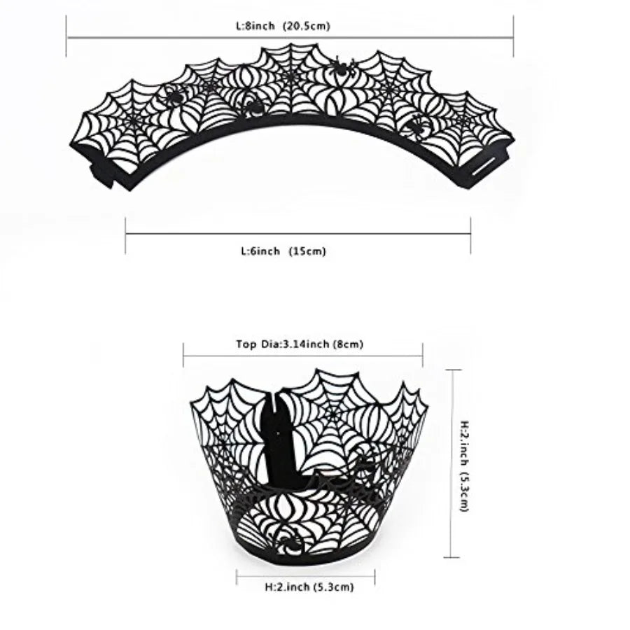 Halloween Cupcake Wrappers, Spider Web Cupcake Wrapper, Halloween Party Decorations Supplies 36Pcs
