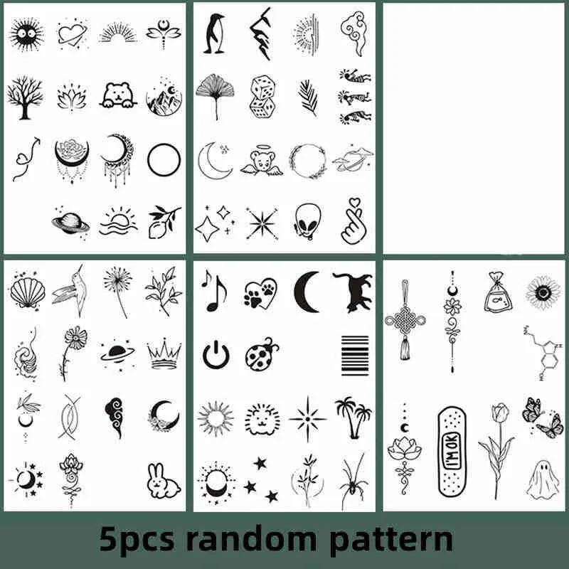 75 Patterns Cute Tattoo Stickers Bear Star Smile Face English Temporary Tattoos Suitable for Summer Tattoos