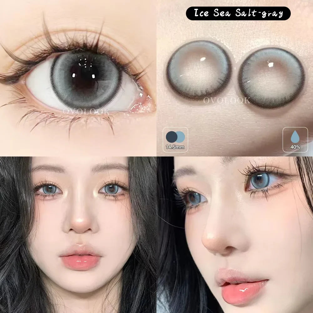(2pcs)1Pair Myopia Color Contact Lenses for Eyes Fashion Prescription Lenses Beauty Pupils Blue Green Brown Grey Lenses