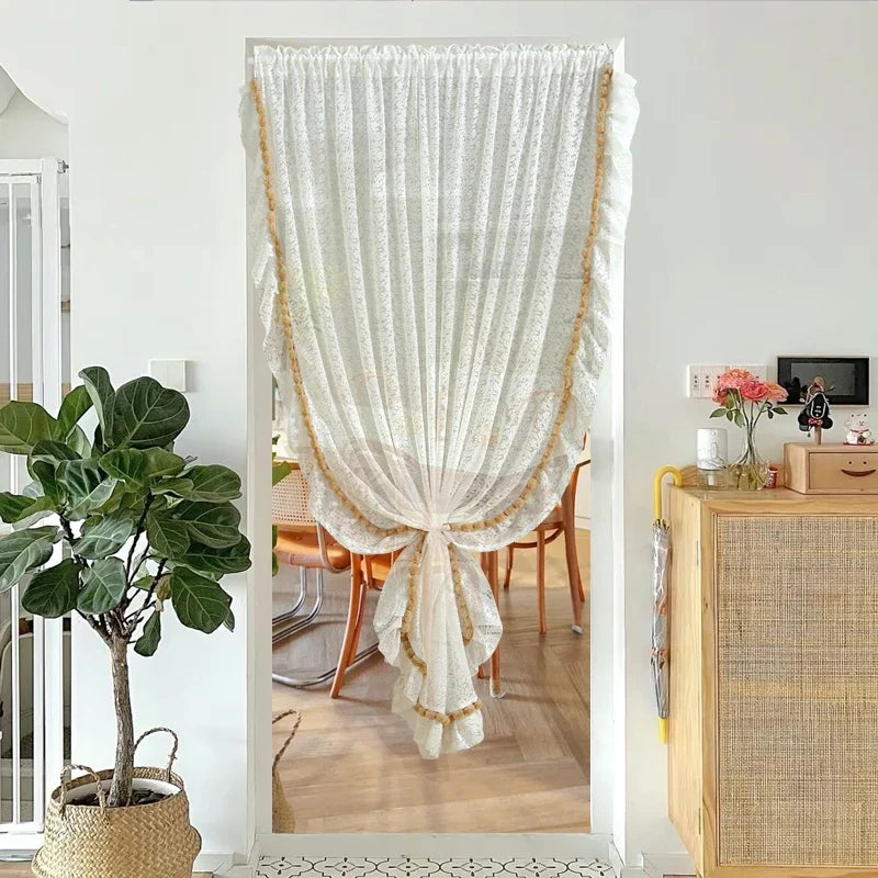 Transparent Lace Door Curtain Bedroom Mosquito Net Bloing Curtain No Punching Required Light Filtering Human Invisible