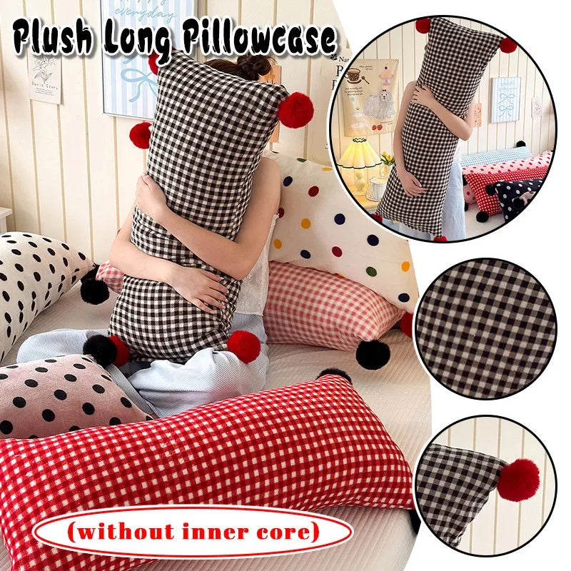 1PC 40x115cm INS Plush Long Milk Velvet Pillow Case for Women Sleeping Side Soft Pom-pom Ball Pillowcase Cover Home Decoration