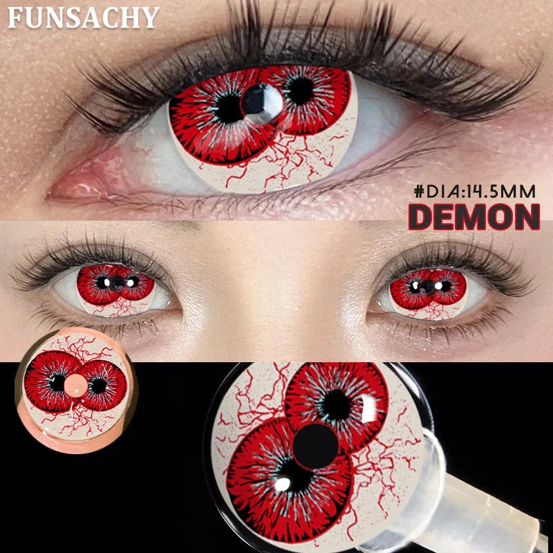 Cosplay Lenses White Black Contact Lenses for Halloween Party Makeup Contact Lens 14.0mm/14.5mm Anime Cosplay Softlens