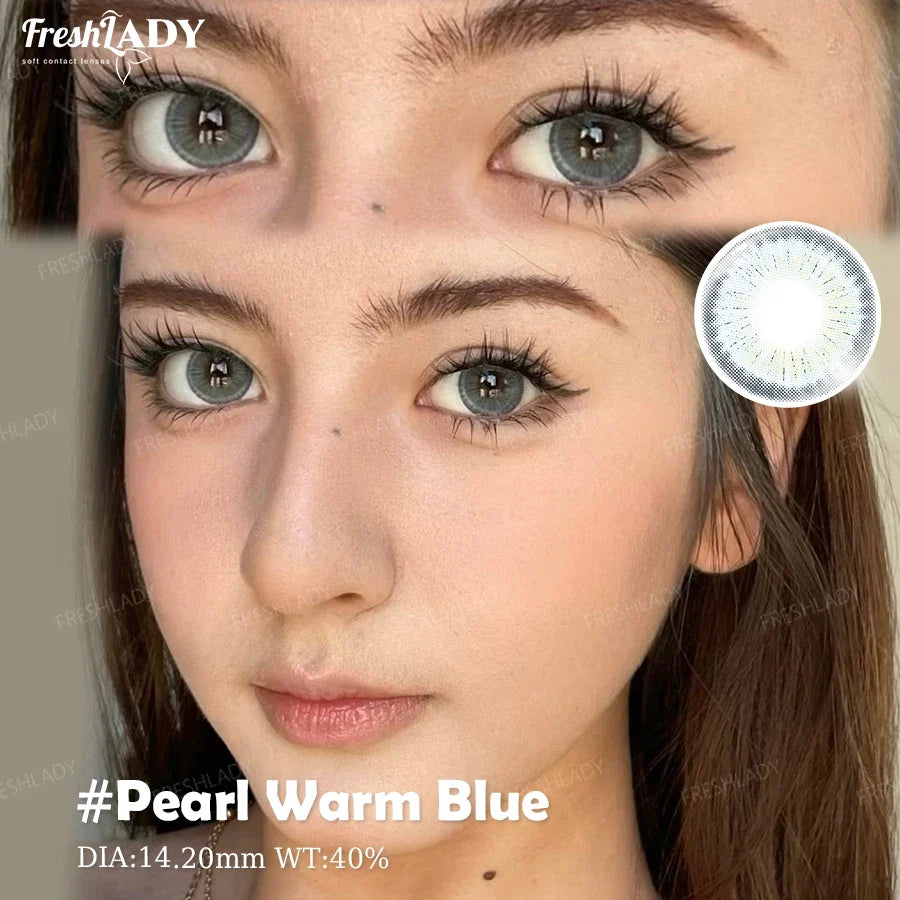 1 Pair Pearl Warm Series Colored Contact Lenses Natural Brown Pupils Eyes Contact lenses Blue Soft Contacts 14.20mm