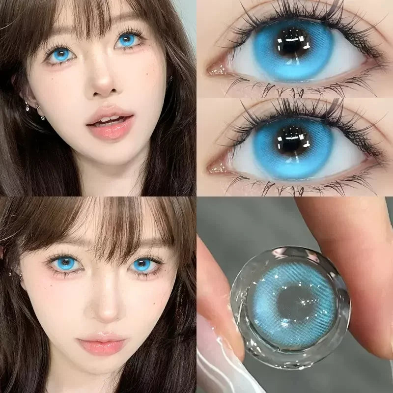 1 Pair High Quality Blue Lenses Colorld Contact Lenses with Degree 0.00 to- 8.00 Cosmetic Natural Eye Contacts Lenses