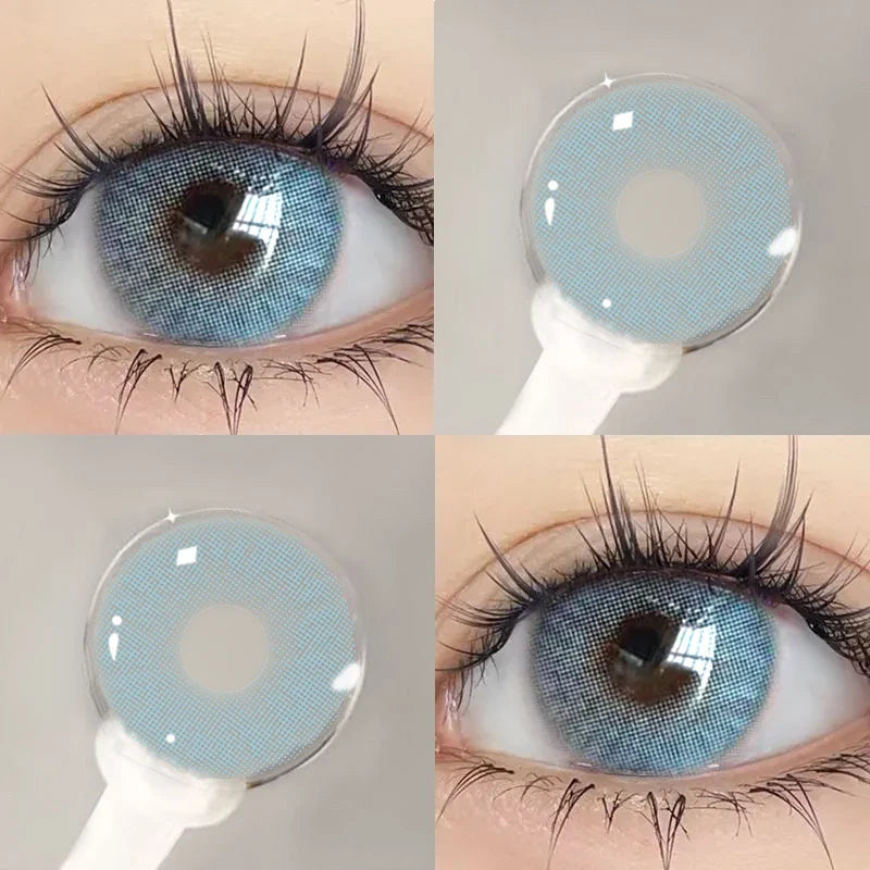 1 Pair 2025Year New Lenses with Myopia Degree Grade 0.00- 8.00 Pink Blue Grey Beauty Pupilentes Soft Lens Yearly ﻿