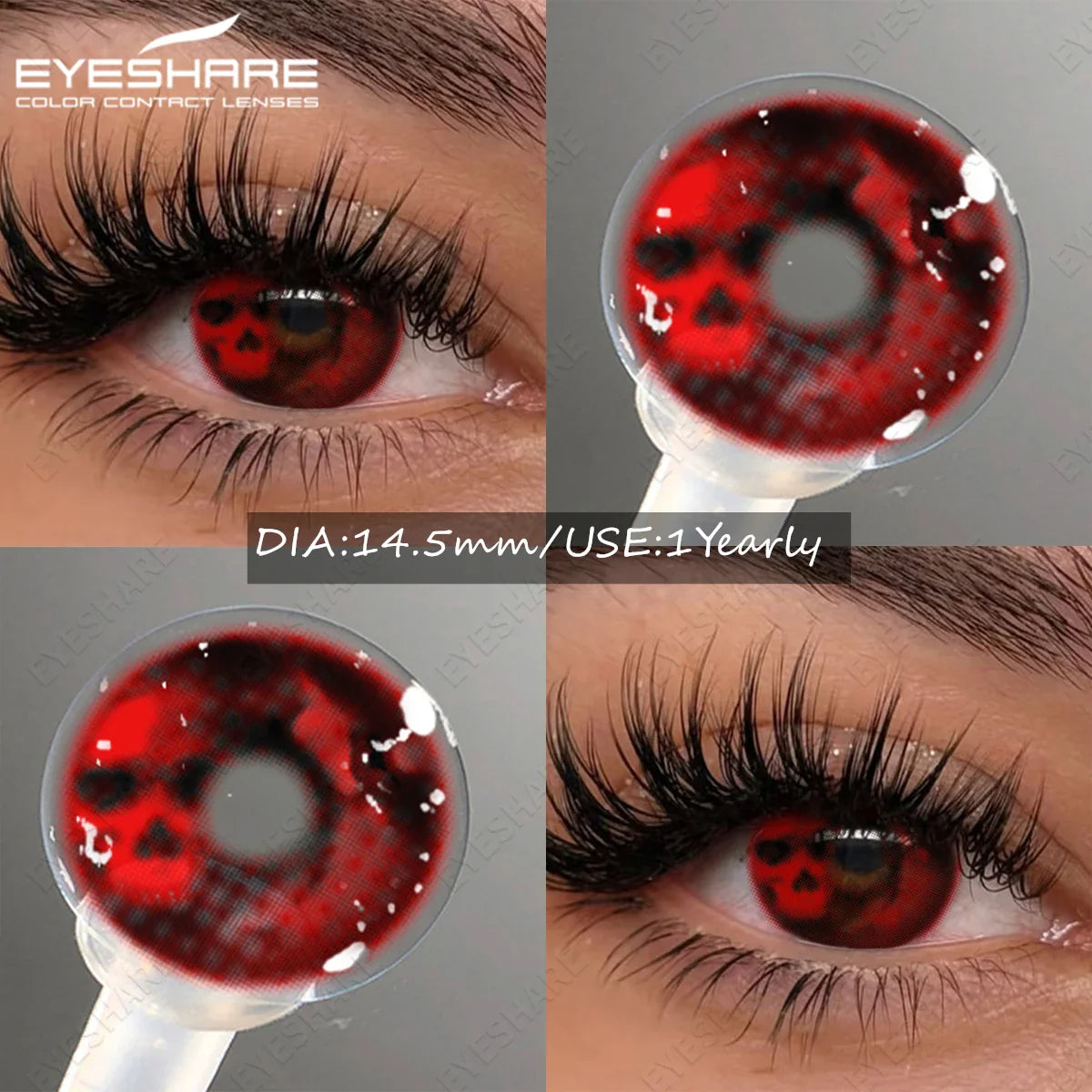 Color Contact Lenses for Halloween Vampire Cosplay Cosmetic Contact Lens Anime Lenses with Red Pupils for Parties Year