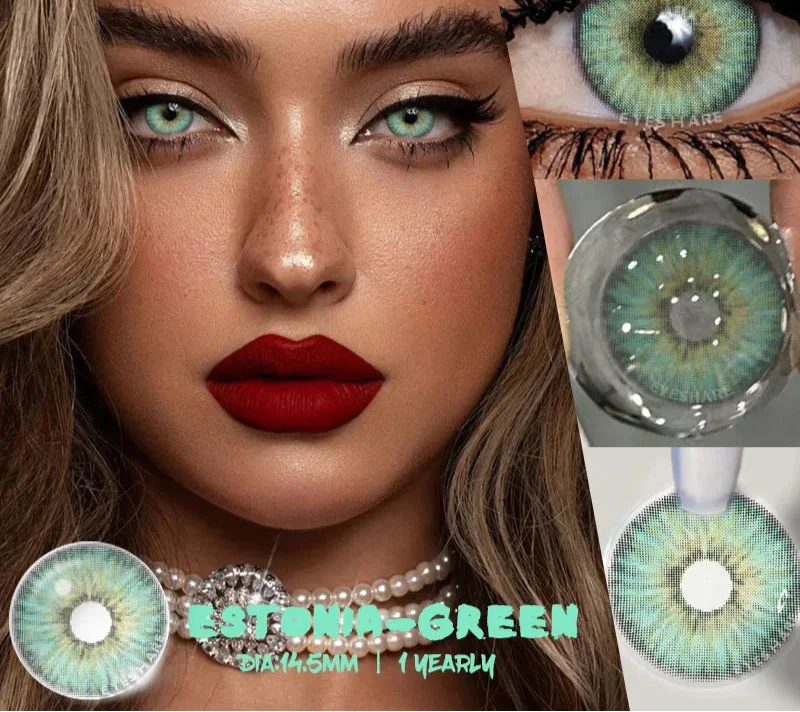 1 Pair Natural Colored Contact Lenses with Prescription Myopia Lenses Green Contacts Fashion Brown Lenses Gray Pupils