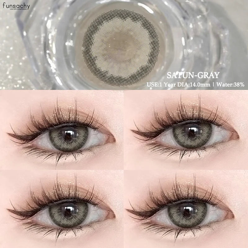 1Pair Natural Brown Contact Lenses for Eyes Colored Lenses Gray Pupils Big Eye Lenses Fashion Beauty Contacts Yearly