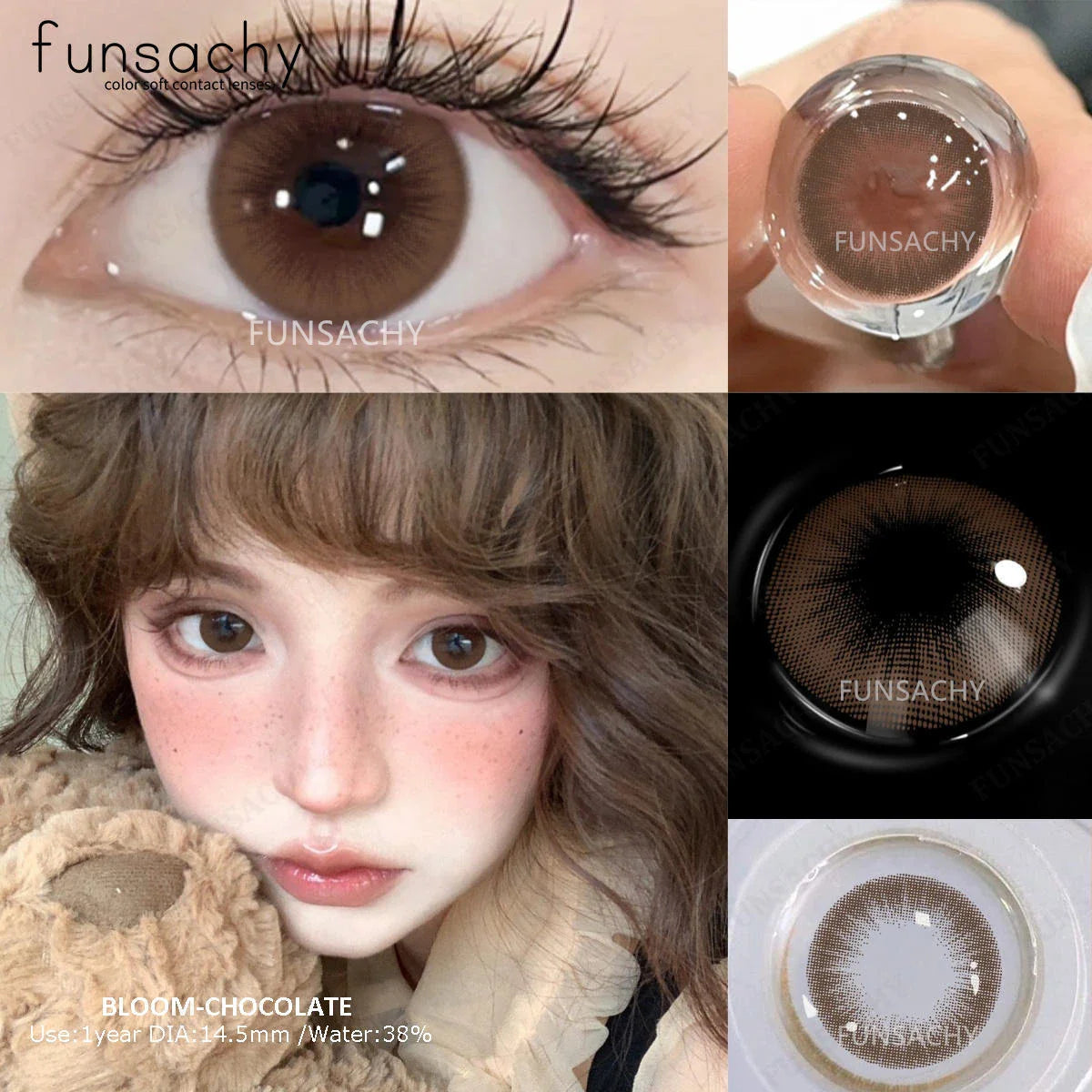 1 Pair Big Eyes Colored Contact Lenses Natural Brown Eyes Lens Gray Pupils Eyes Makeup Korean Style Contact Yearly Use