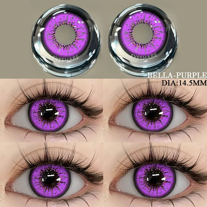Colored Contact Lenses 2pcs Purple Contact Lenses Anime Cosplay Contact Eye Lenses Halloween Beauty Makeup Color Lens