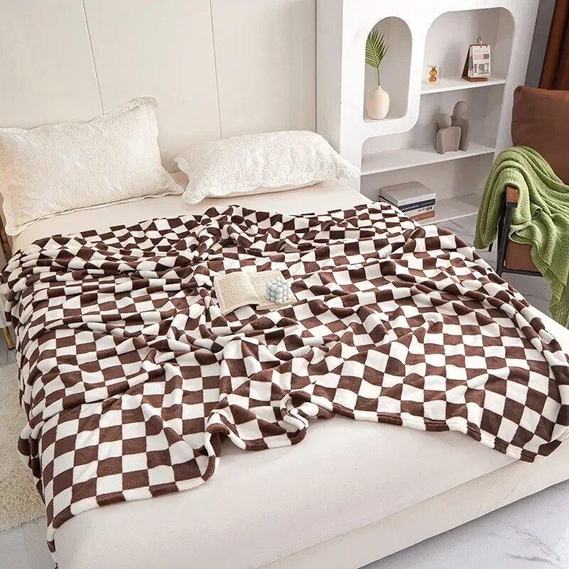 Ins Checkerboard Blanket Classic Plaid Sofa Blanket Spring and Summer Air Conditioning Blanket Office Nap Shawl Cushion Sofa