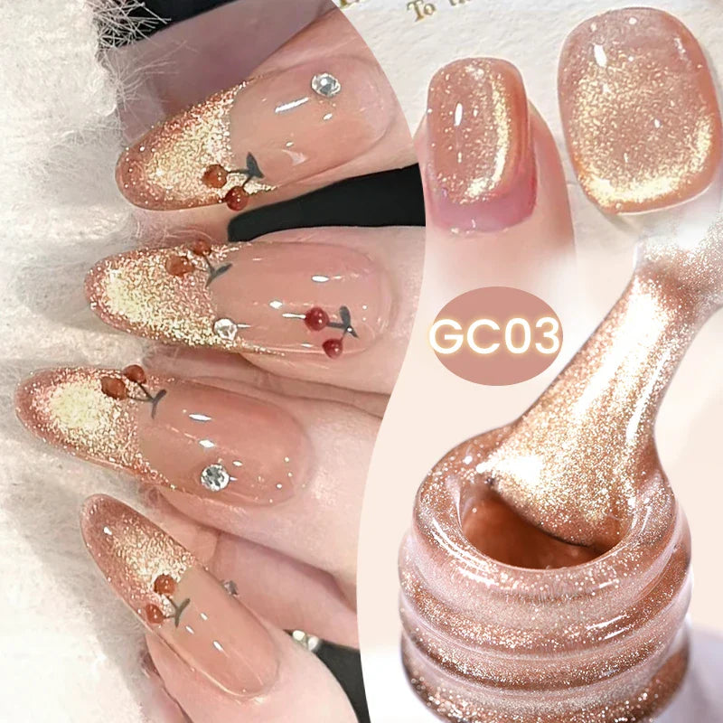 Pink Light Flow Cat Magnetic Gel Nail Polish 10ml Holographics Shining Line Magnetic Long Lasting DIY Salon Varinsh