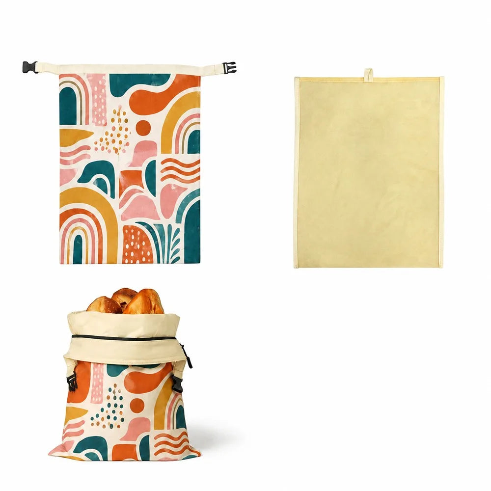 Reusable Beeswax Bread Bags Lock Closure Large Capacity Sourdough Bread Bags Freshness Preservation Beeswax Coated