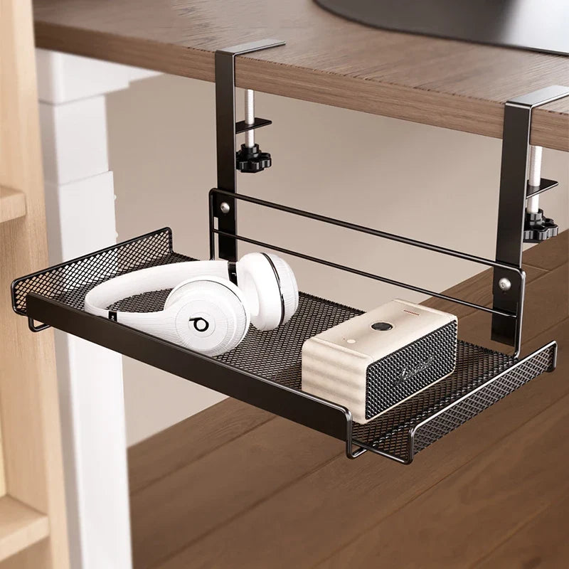 Undertable Storage Rack Plug-in Cable Office Supplies Storage Shelf Metal Adjustable Durable Under Desk Cable Organizer Rack