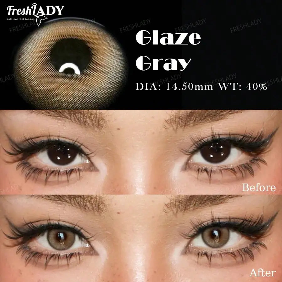 2pcs Glaze Series Colored Contact Lenses Natural Brown Pupils Blue Eyes Lenses Gray Soft Contact Lenses 14.50mm Yearly