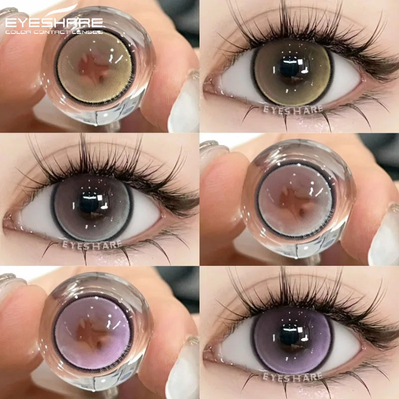 Ikeehome  2pcs Colorful Contact Lenses for Eyes Brown Lenses Colorcon Lenses Beauty Gray Eye Contacts Lens Yearly Blue Lenses