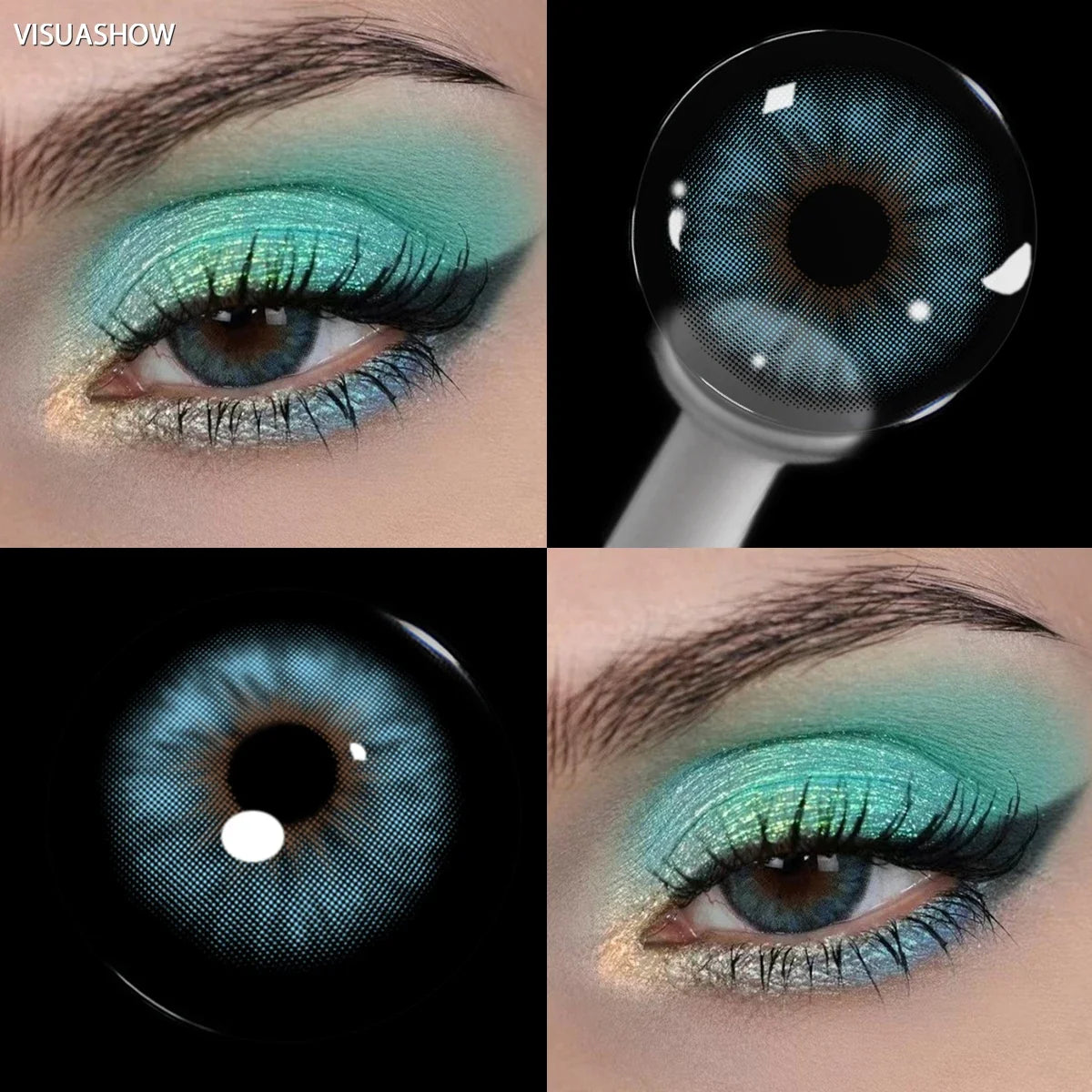 14.2mm Cleopatra Green Colored Contact Lenses Half Yearly Disposable Blue Brown Natural Soft Lens for Daily Eye Makeup