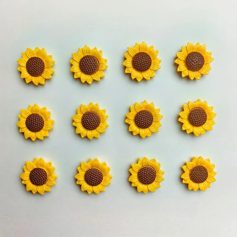 10PCS Oval-Shaped Plastic Sunflower Fridge Magnets for Kitchen & Dining Decor