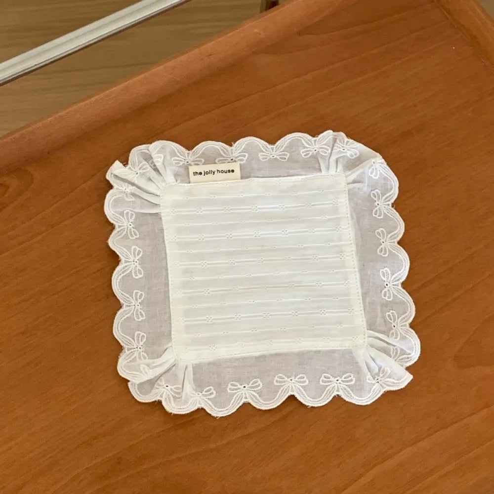 Korean Style Soft Flounced Lace Ruffle Placemats Dust-proof Multi-purpose Lace Napkins Coasters Photo Props