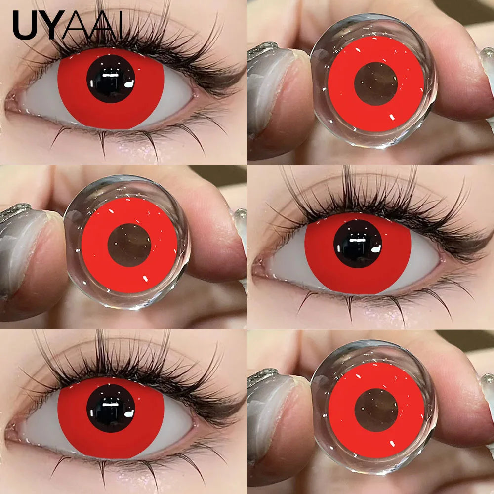 1Pair Cosplay Contact Lenses Red Contacts Halloween Color Contact Lens Crazy Red Eye Lenses Anime Red Make Up Lenses