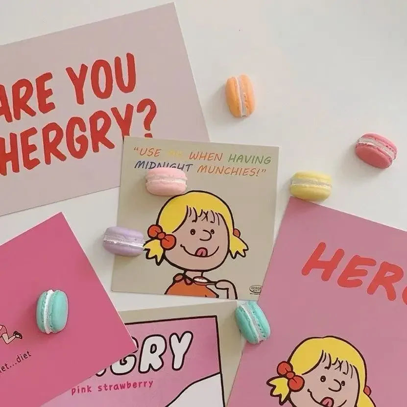 8Pcs Mini Macaron Food Refrigerator Stickers Cartoon Magnets Decorate Message Photos Home Decor Magnets Cute Magnets