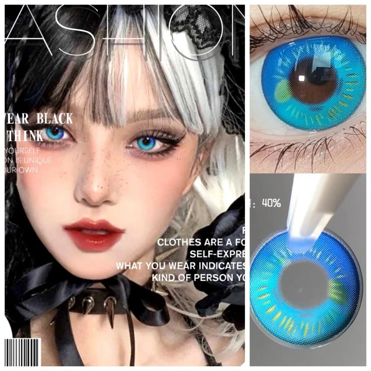 Eye Eyes Color Contacts Colored Contact Lenses Lens Small Pupil Enlarging Cosplay Blue Soft 2Pcs 1 Year Use