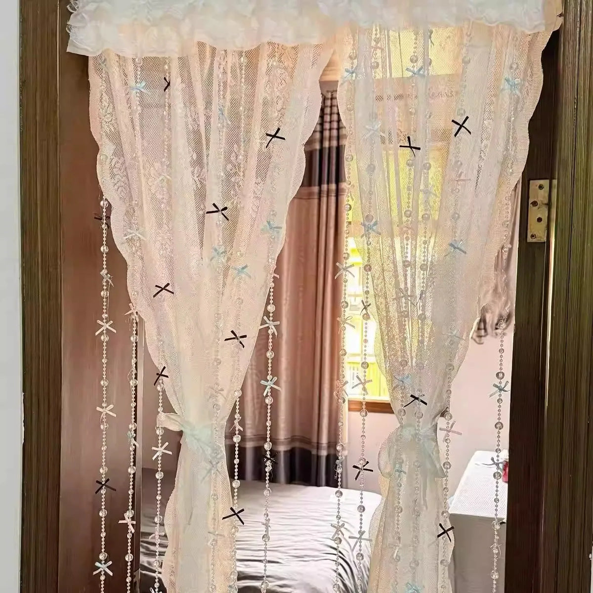 Mosquito-Resistant Door Curtain Beaded  Knot Decorative Finished Product for Girls Bedroom Study Home Toilet Kitchen...