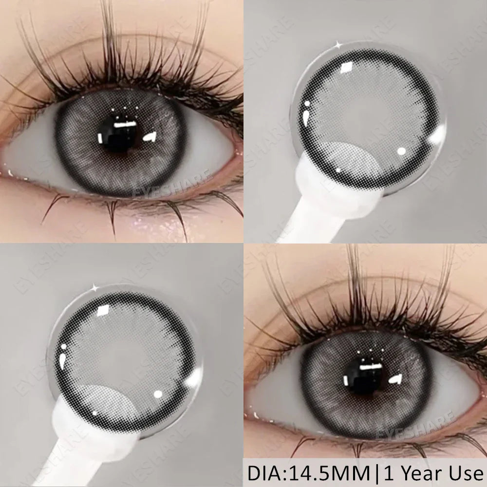 2pcs Blue Color Contact Lenses Natural Gray Eye Lens Beautiful Pupils Yearly Fashion Brown Softlens Cosmetics