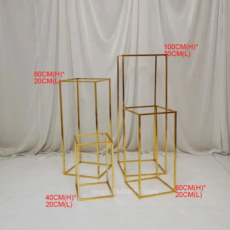 1pcs/3pcs Shining Gold Mirror Chuppah Acrylic Backdrop Stand for Wedding Decoration Flower Stand Walkway Pillar 2M/2.4M Tall
