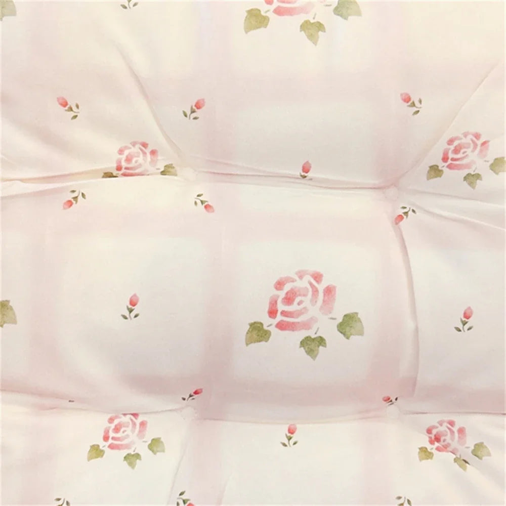Romantic Pink Rose Printed Chair Cushion Home Decorative Cushion Bedroom Dormitory Square 40x40cm Chair Cushion Pastoral Style