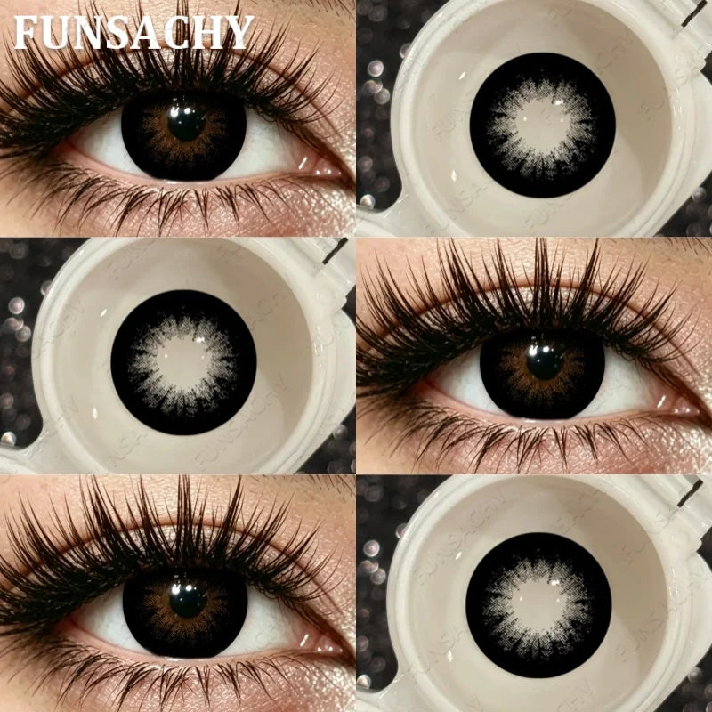 2Pcs New Colored Contact Lenses Grey Blue Green Series Soft And Comfortable BrownContact Lenses Yearly Beautiful Pupils