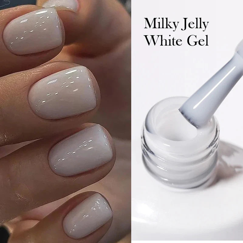 Transparen Gel Nail Polish Pink Jelly Nude Semi Transparent French Nail Camouflage UV Gel Varnish Soak Off Nail Art