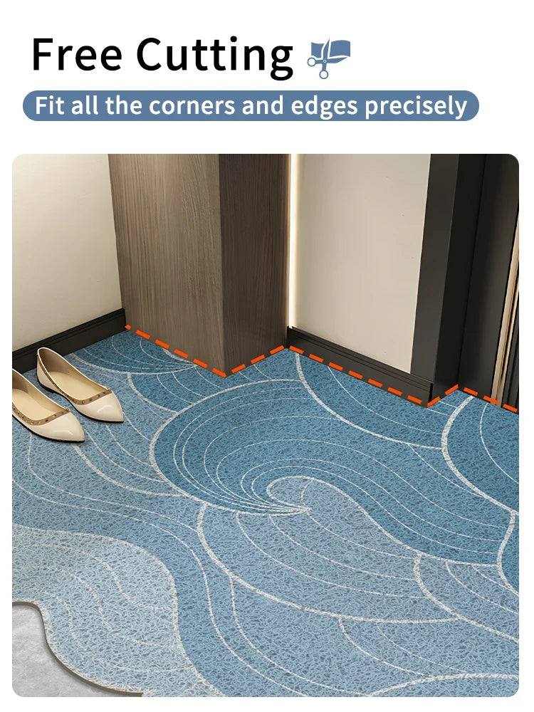Durable Entrance Mat with Mountain/Wave Design Non-slip Easy-to-Clean Pad for Home Foyer Entrance & Indoor Floors