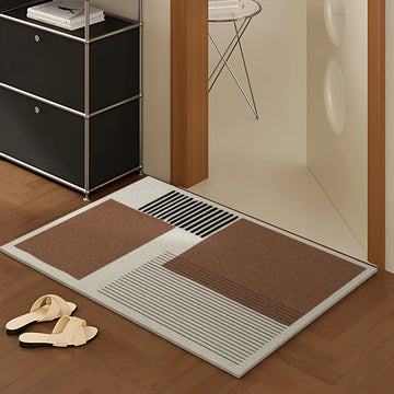 Modern Geometric Wire Loop Door Mat Water Absorbent Dirt Trapper Non-slip Rug for Home Entrance & Hallway