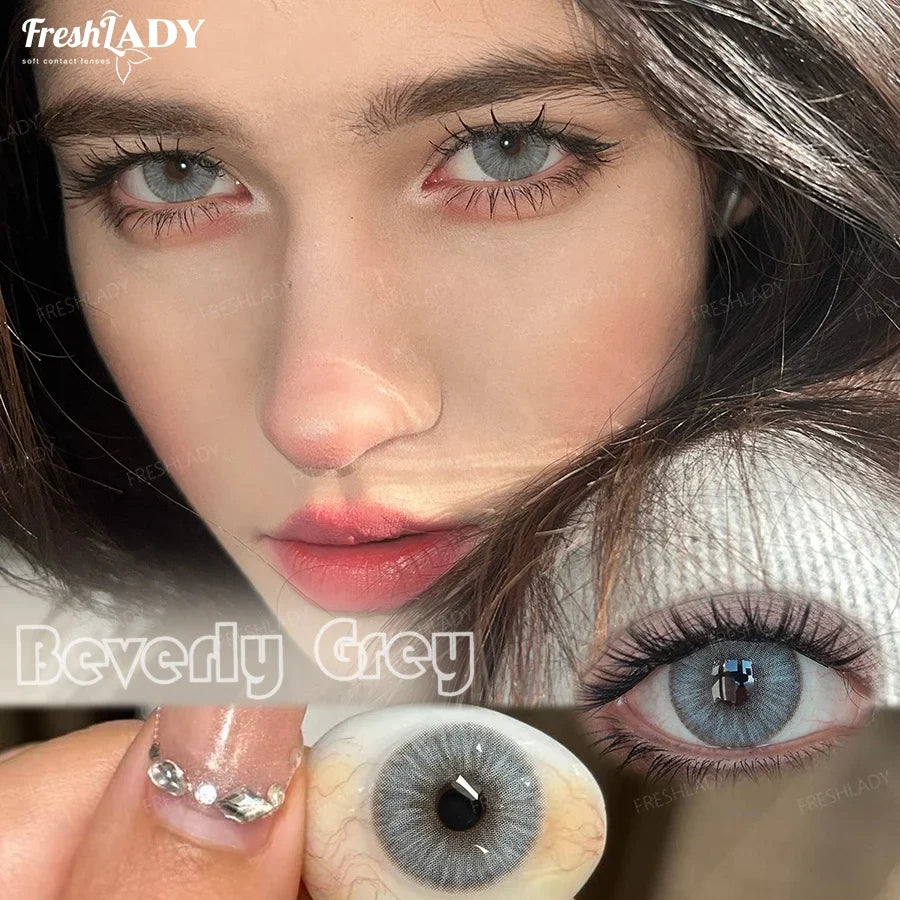 1 Pair Colored Contact Lenses Natural Brown Pupils Eyes Contact lenses Gray Soft Contacts 14.50mm