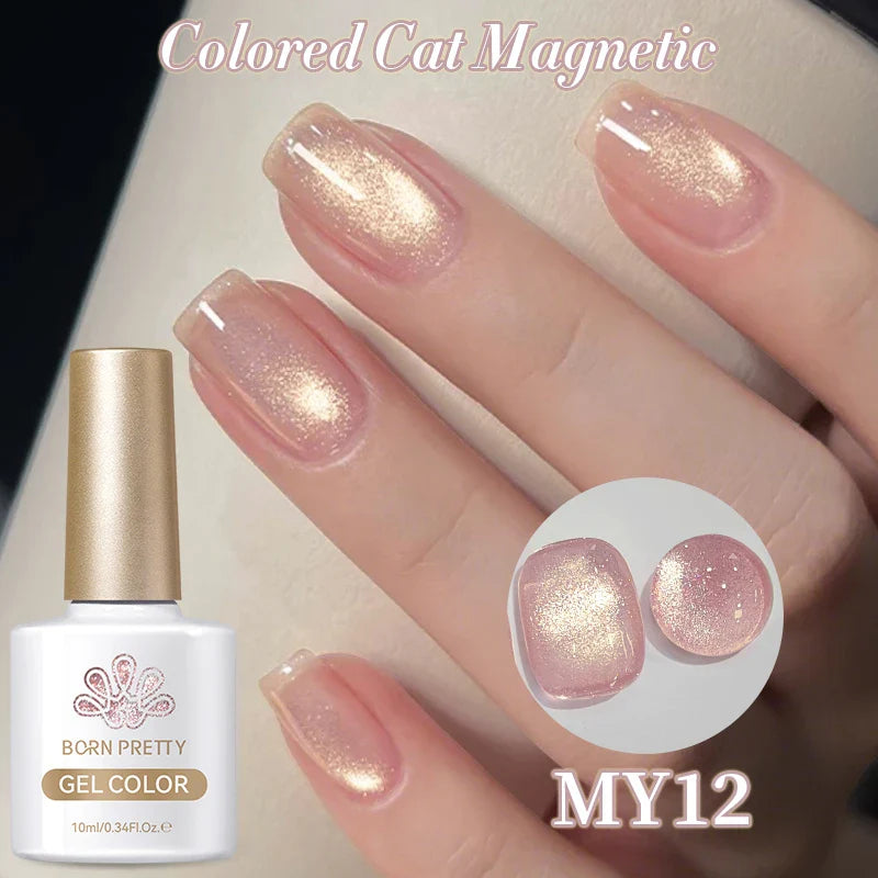 Pink Light Flow Cat Magnetic Gel Nail Polish 10ml Holographics Shining Line Magnetic Long Lasting DIY Salon Varinsh