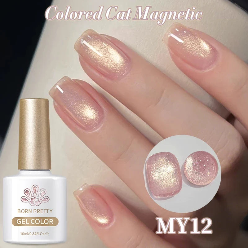 Pink Light Flow Cat Magnetic Gel Nail Polish 10ml Holographics Shining Line Magnetic Long Lasting DIY Salon Varinsh