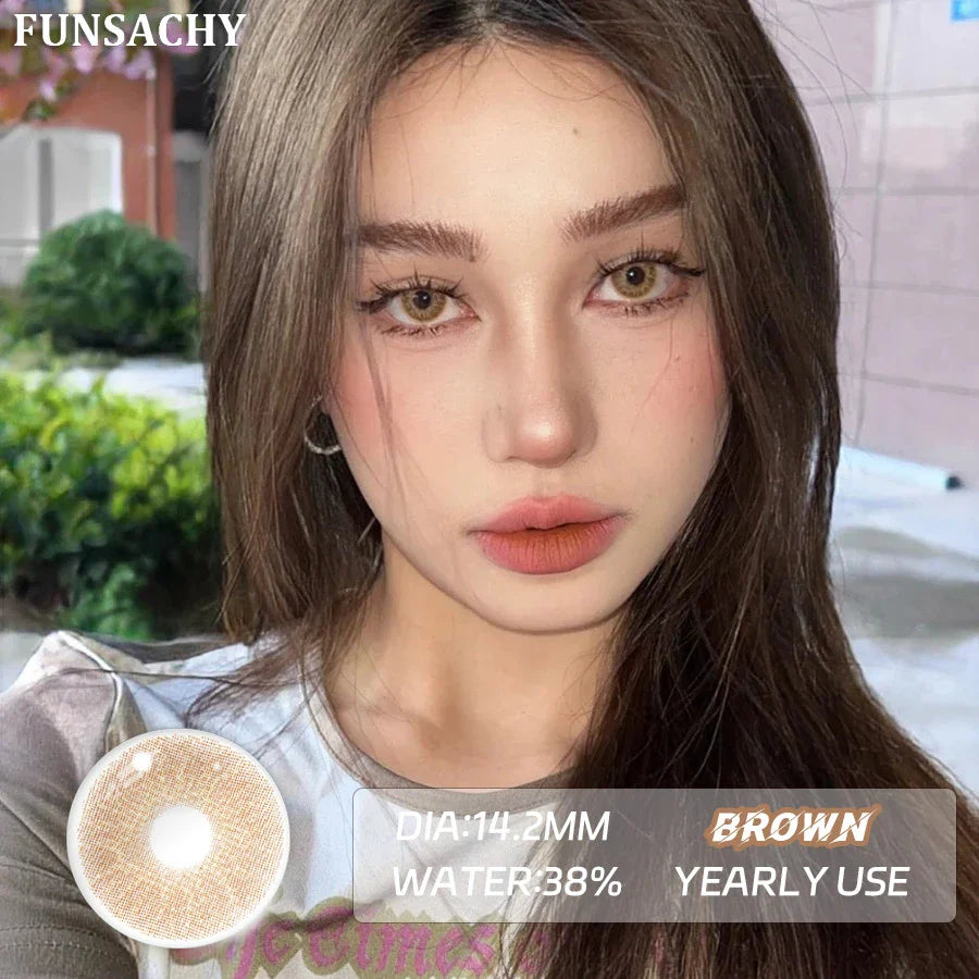 1pair Colorcon Contact Lenses Green Color Lens Natural Brown Eye Contacts Gray Pupils Beautiful Cosmetic Yearly Lenses