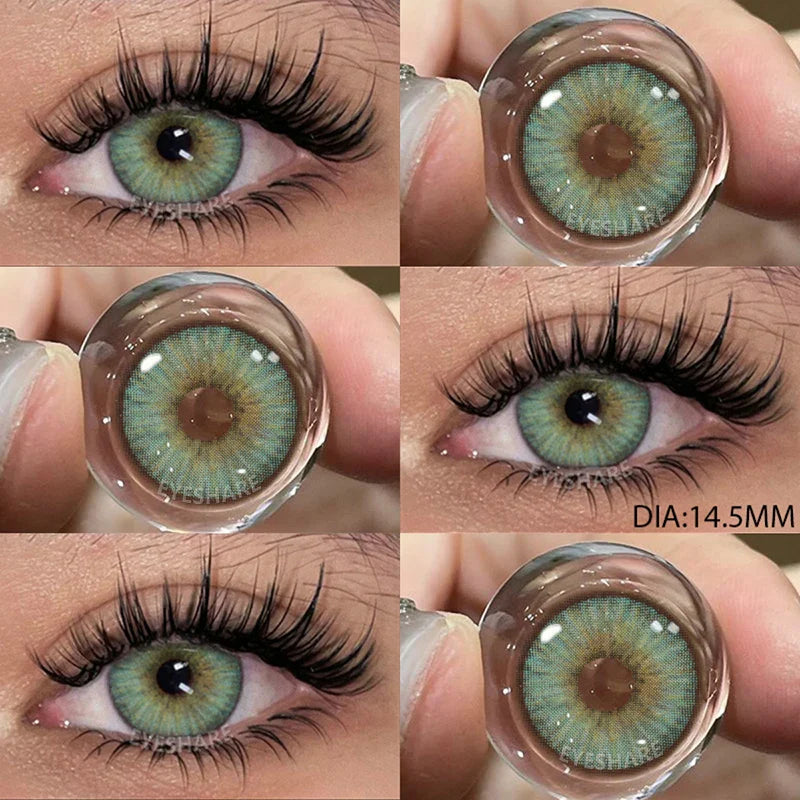 Color Contact Lenses For Eyes 1pair Yearly Natural Eye Green Color Lens Cosmetic Soft Eye Lenses Beauty Pupils Blue Lenses