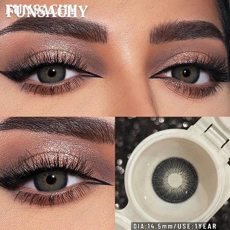 1 Pair Blue Color Contact Lenses for Eyes Women Makeup Pupils Natural Brown Gray Contact Lenses Beautiful Pupils Yearly