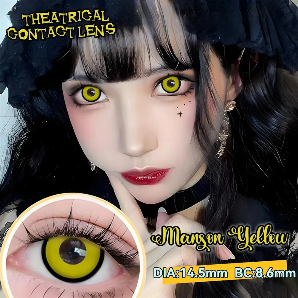 Color Contacts Contact Lenses Lens Halloween Cosplay Anime White Purple Cyan Red Blind Crazy Mesh Coser 2Pcs 1 Y