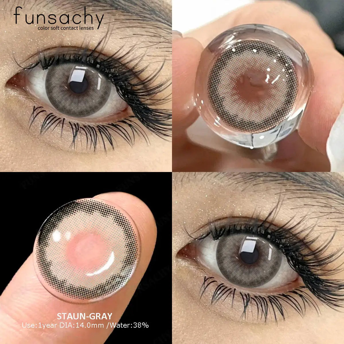 Color Contact Lenses for Eyes 1 Pair Gray Fashion Cosmetic Lenses Green Pupils Gray Natural Eye Contacts Women Eye Lens
