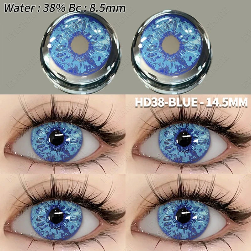 1pair Eyes Lenses for Eyes Blue Lneses Beauty Makeup Yellow Eye Contact Lenses Cosmetic Color Lens Eyes