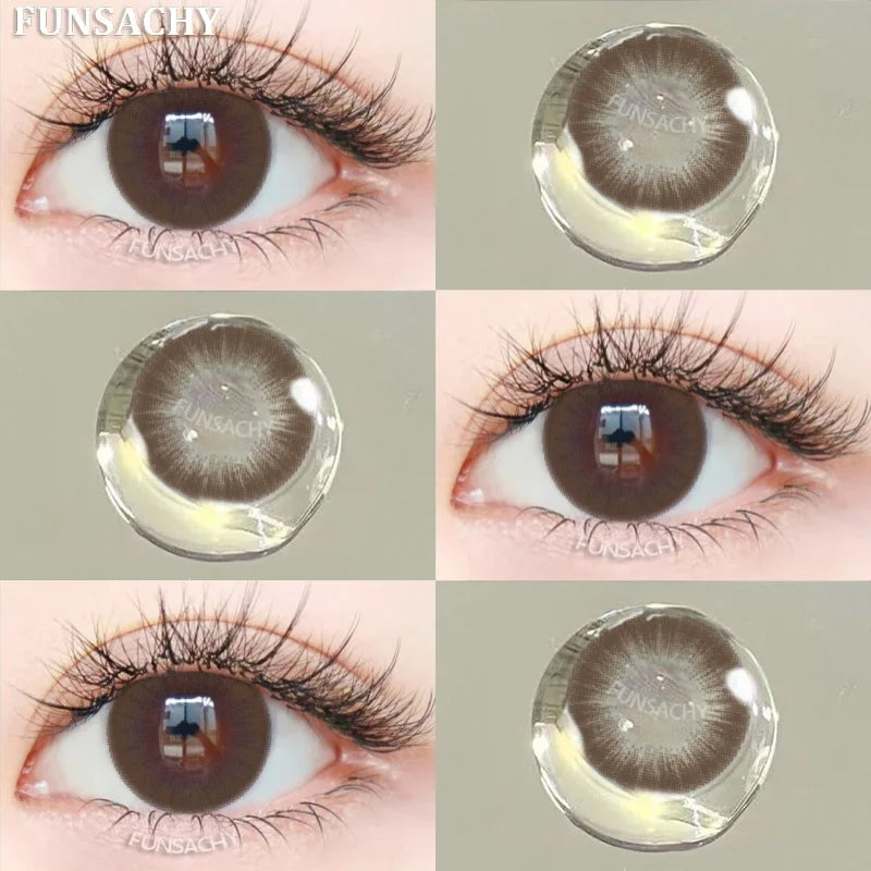1pair Colorcon Contact Lenses Green Color Lens Natural Brown Eye Contacts Gray Pupils Beautiful Cosmetic Yearly Lenses
