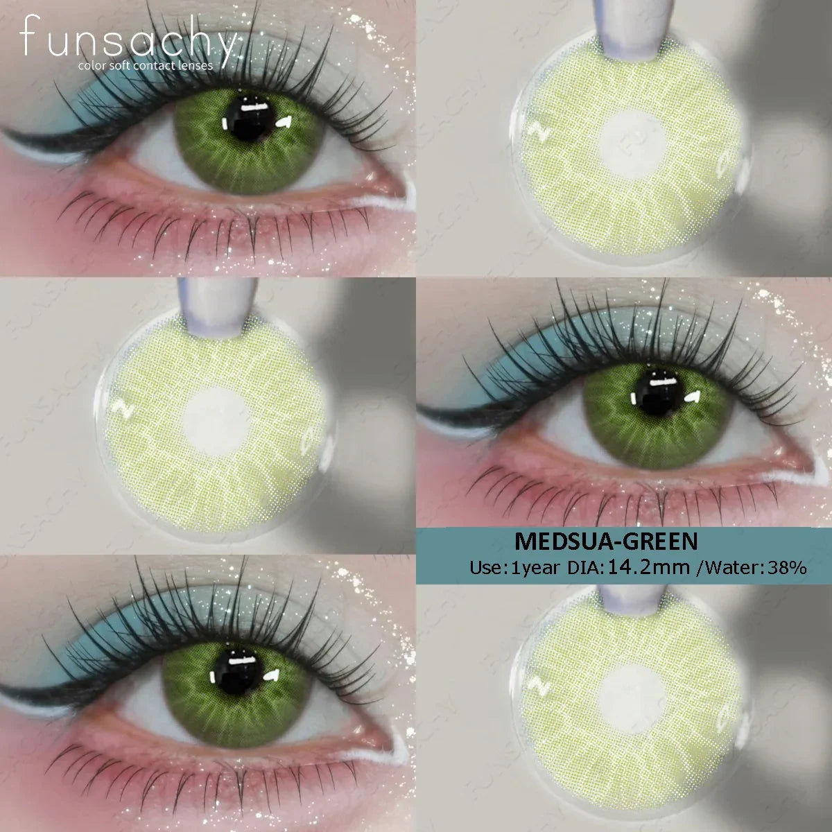Blue Lenses with Prescription Myopia Colored Contact Lenses for Eye Cosmetic Eye Contacts Lens with Degree Yearly Pupil