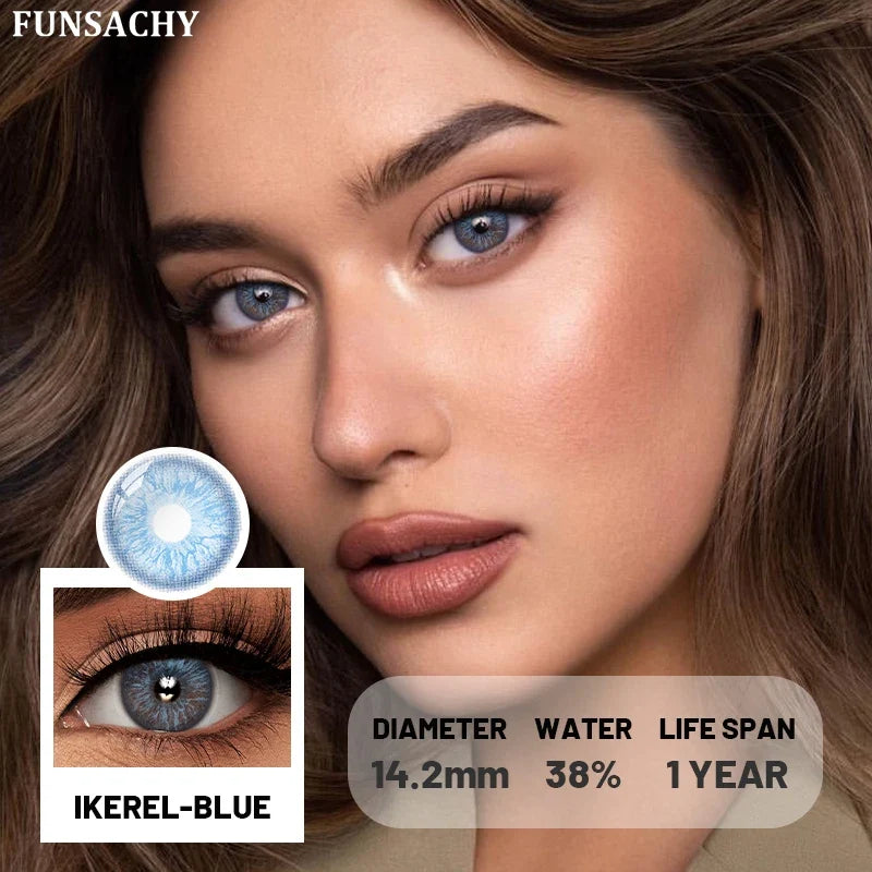 1 Pair Grey Eyes Colored Contacts Lenses Brown Lens Blue Eyes Natural Colored Pupils Eye Cosmetic for Party Daily Women
