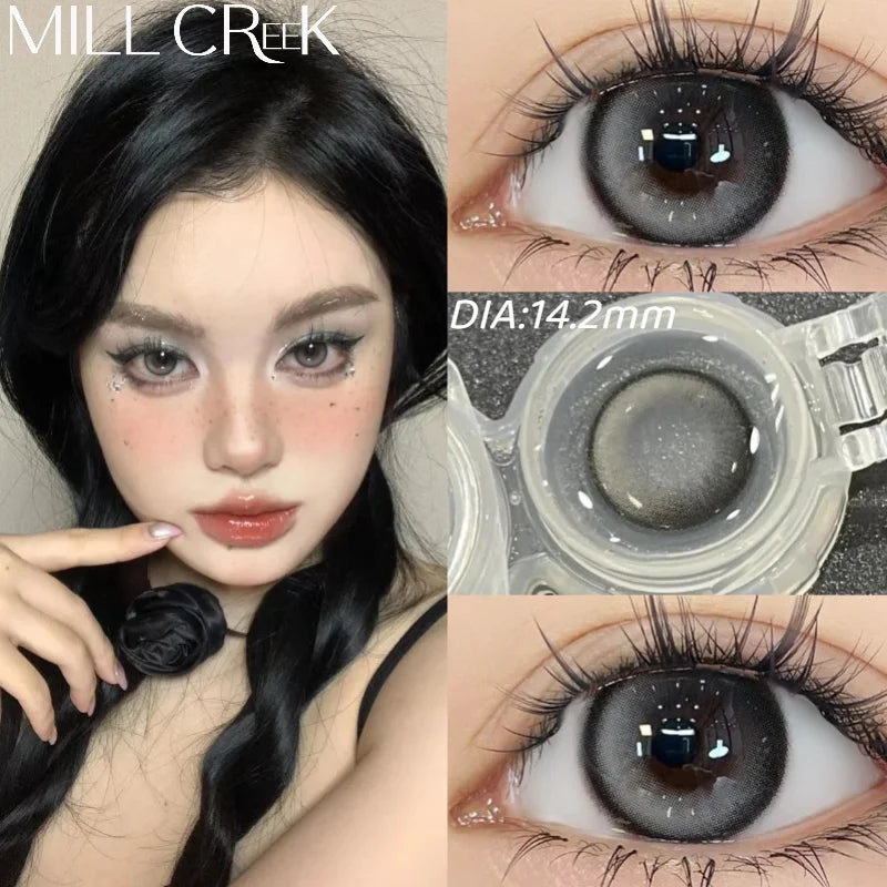 1 Pair Myopia Korean Lenses Natural Black Grey Contact Lenses Fashion Beauty Blue Pupils Cosmetics Hot Sellers Yearly