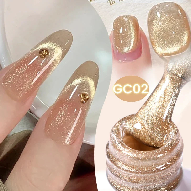 Pink Light Flow Cat Magnetic Gel Nail Polish 10ml Holographics Shining Line Magnetic Long Lasting DIY Salon Varinsh