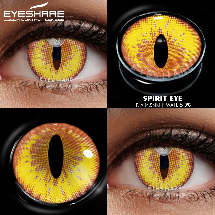 1 Pair yellow cosplay color contact lenses for eyes crazy Halloween cat Eye makeup Role playing Eye cosmetics red lens